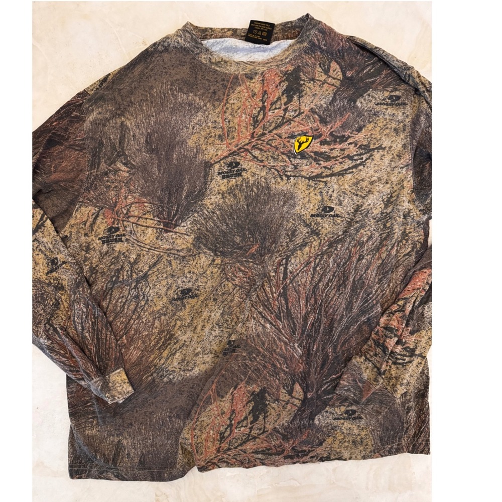 Scent Blocker Mossy Oak Brush Camo Long Sleeve Shirt Mens XL Hunting Tactical